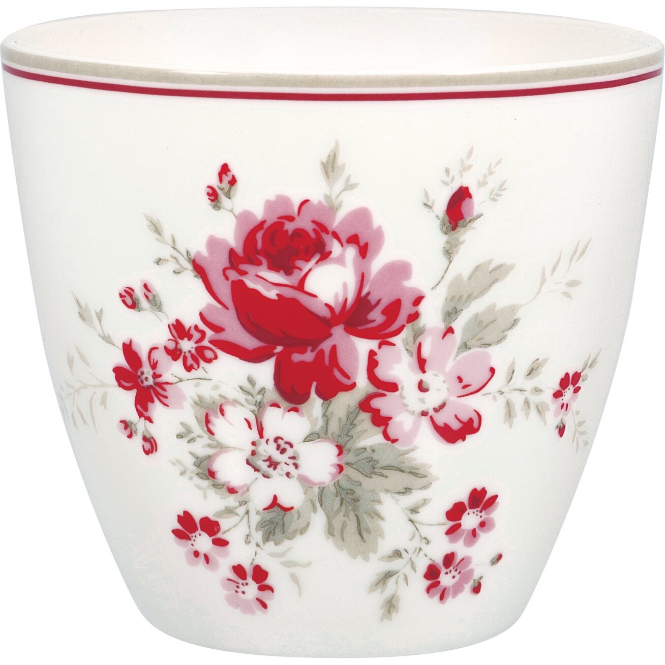 MARIE red porcelianinis latte puodelis