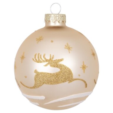 Stiklinis žaisliukas eglutei DEER gold glitter ball Stiklinis žaisliukas eglutei DEER gold glitter ball