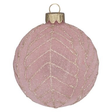 Stiklinis žaisliukas Frosted pale pink leaf gold