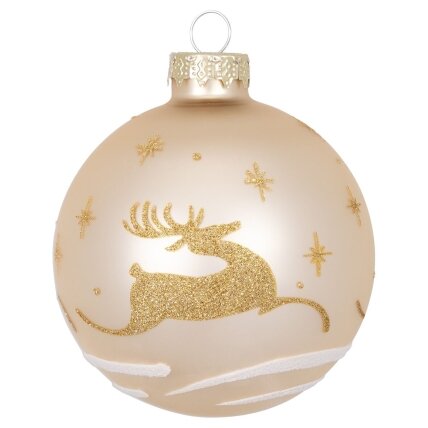 Stiklinis žaisliukas eglutei DEER gold glitter ball Stiklinis žaisliukas eglutei DEER gold glitter ball